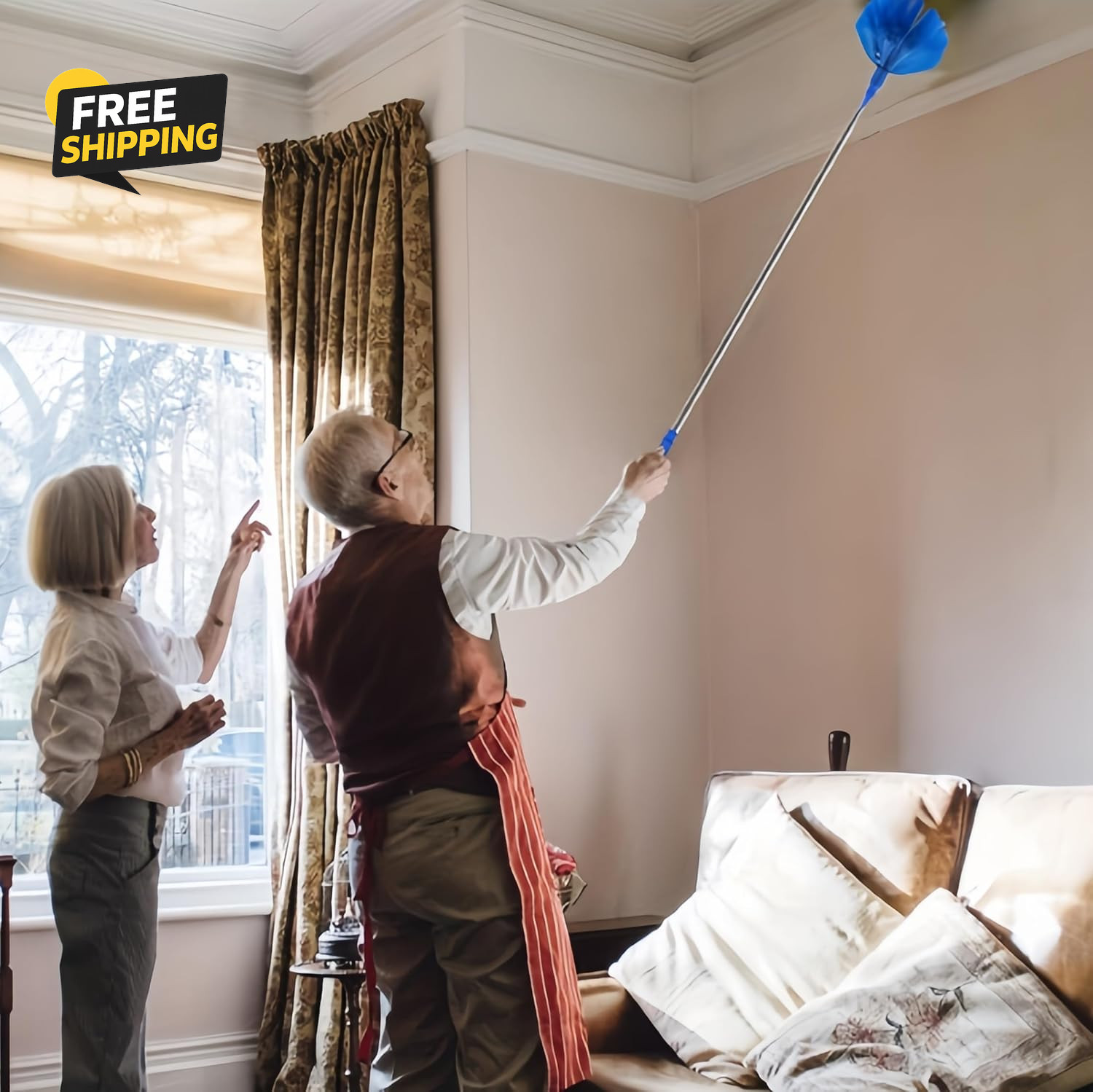 Cobweb Duster with Extension Pole,Spider Web Remover 2PCS Cob Web Duster 15-100