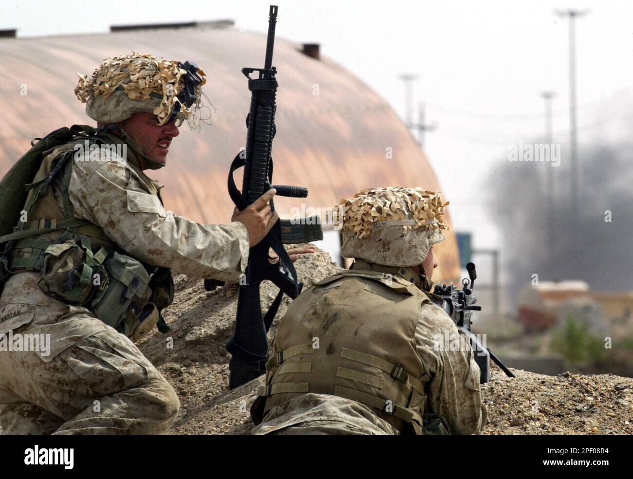 OIF/Fallujah US Military USMC Marines Lightweight Helmet Desert Scrim Cover LWH