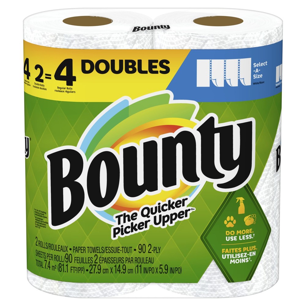SelectASize Paper Towels, 2 Double Plus Rolls, White, 113 Sheets Per Roll