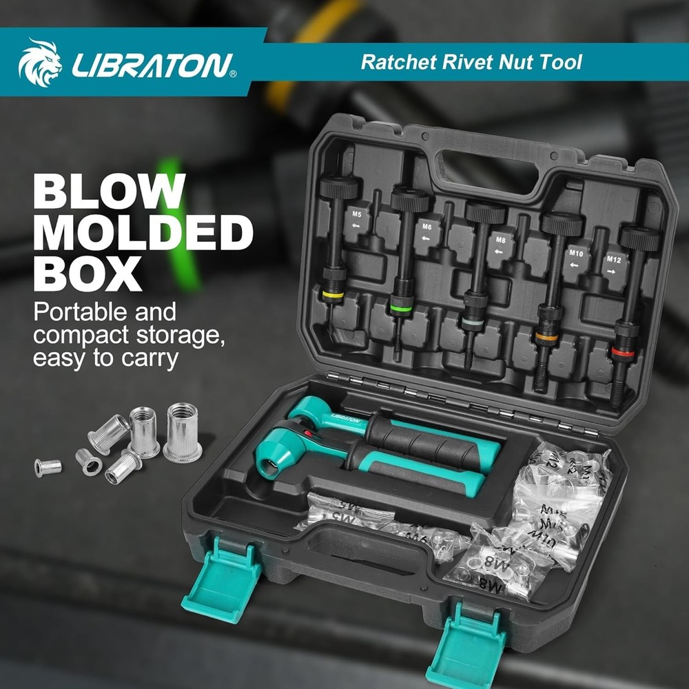 Rivet Nut Tool, Rivnut Tool, Professional Ratchet Nutsert Tool Kit, Nutsert Gun