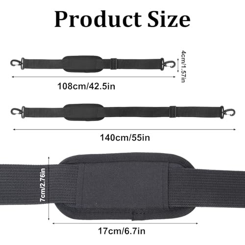 Universal Shoulder Strap with Pad, Adjustable Between 42" to 72", Messenger