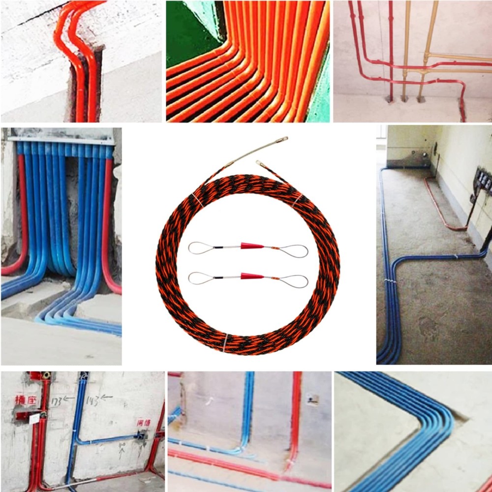 1/5" 50ft Fish Tape Cable Puller Cable Rods Kit 15M PET Electrical Cable Pull...