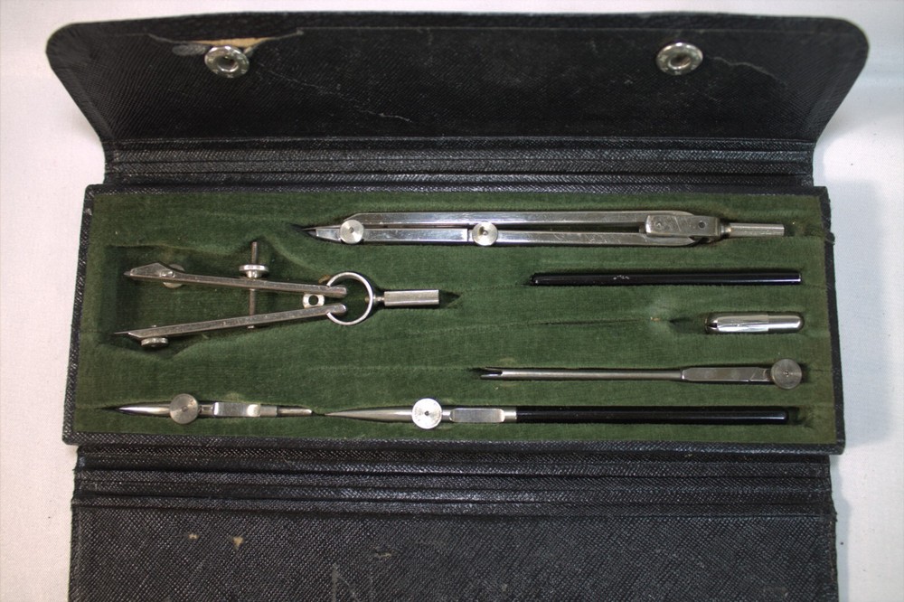 German Drafting Compass Set Drawing Instruments with Case #603 Vintage