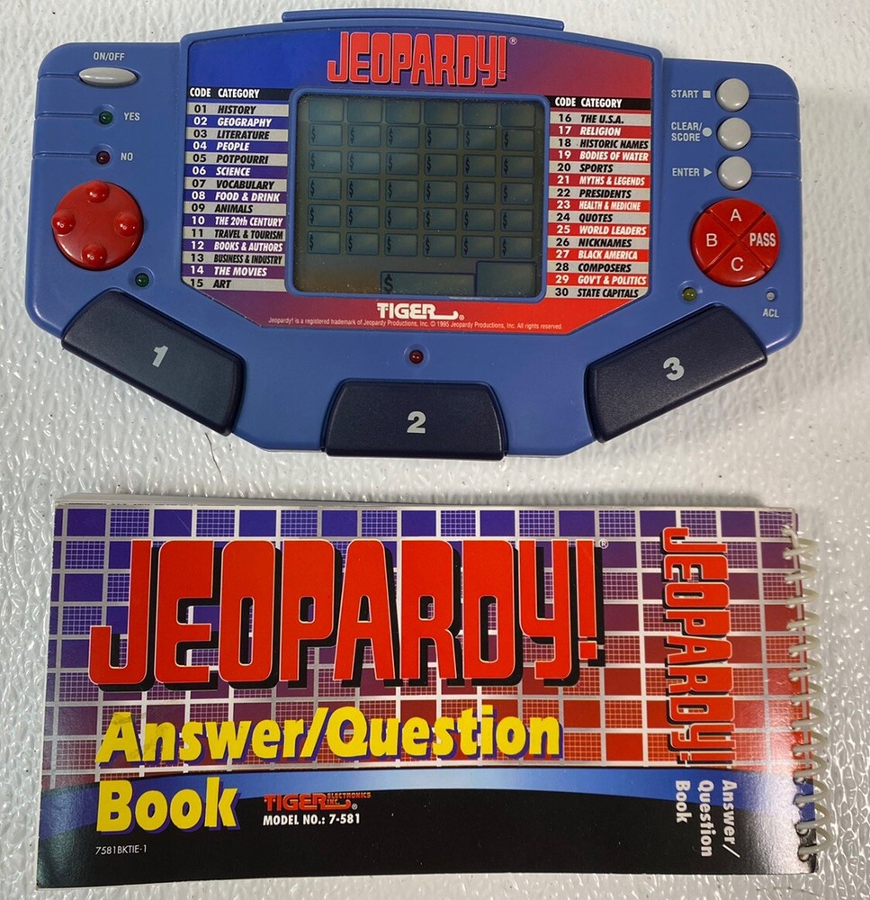 1995 Tiger Electronics Talking Jeopardy Handheld Game Cartridge Answer Booklet