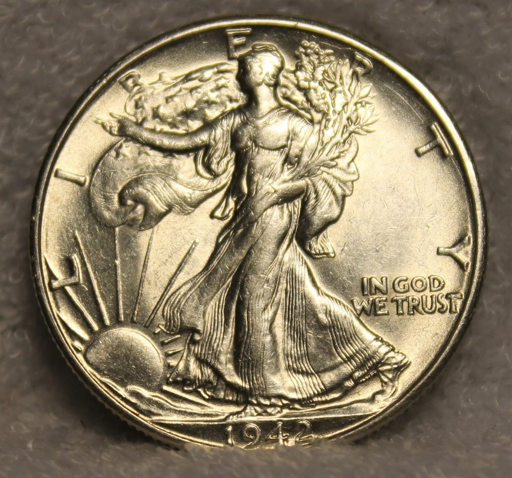 walking liberty half dollar 1942D uncirculated