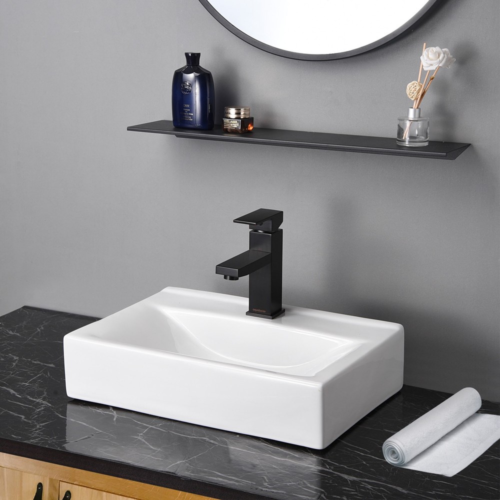 18" Rectangle Bathroom Vessel Sink Pop up Drain Ceramic Basin 2 Pack