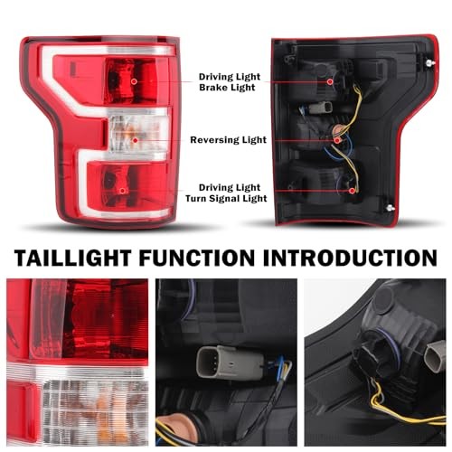 Driver Side Tail Light Assembly Compatible with Ford F-150 Left Driver Side