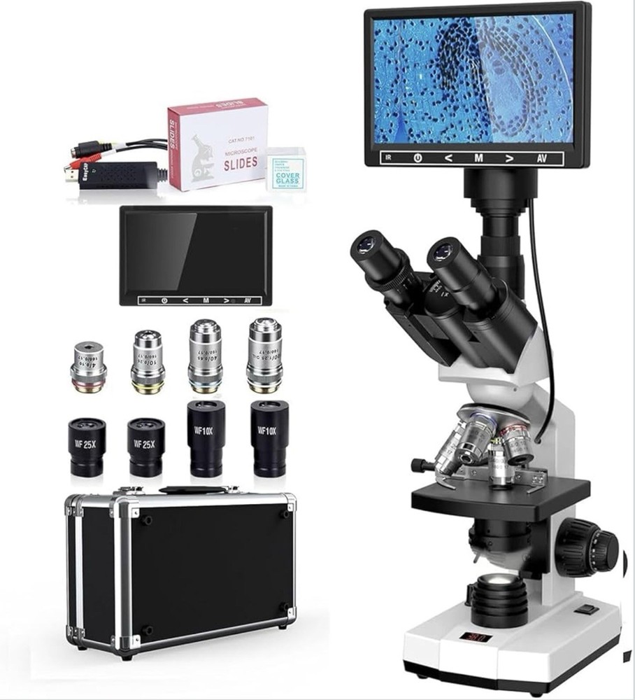 Microscope for Adults with 40X-2500X Magnification, Lab Trinocular Compound
