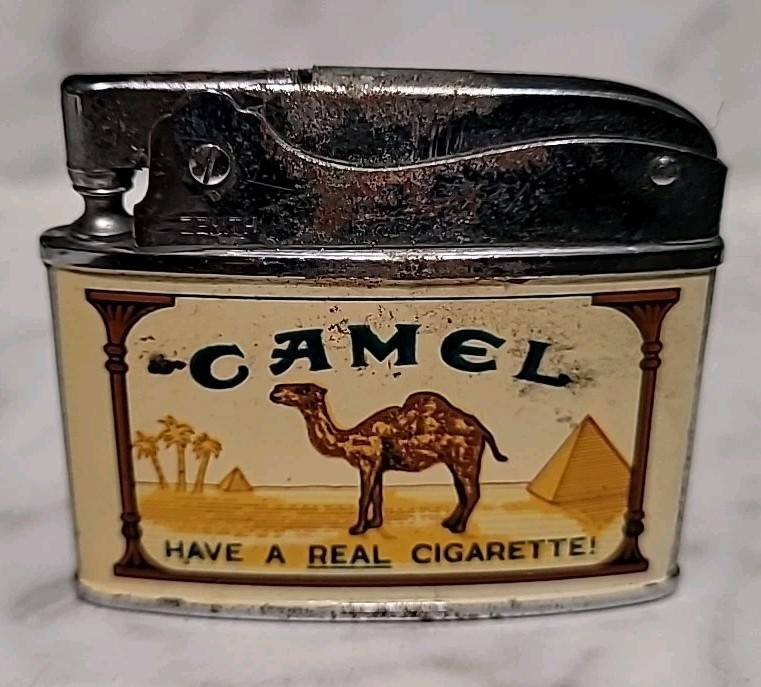 Penguin Camel Flat Lighter Made In Japan "Have A Real Cigarette" UNTESTED