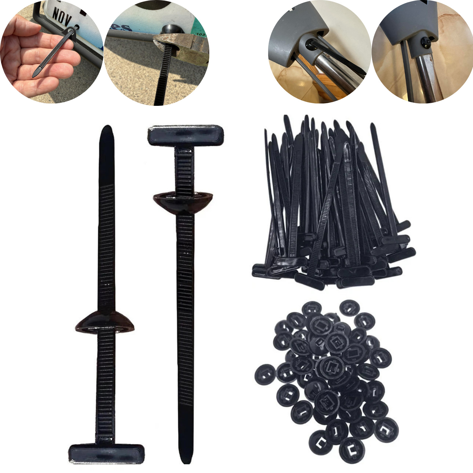 100 PCS Nylon Universal Cable Tie Buckle，Heavy Duty Self-Locking Zip Ties Holder