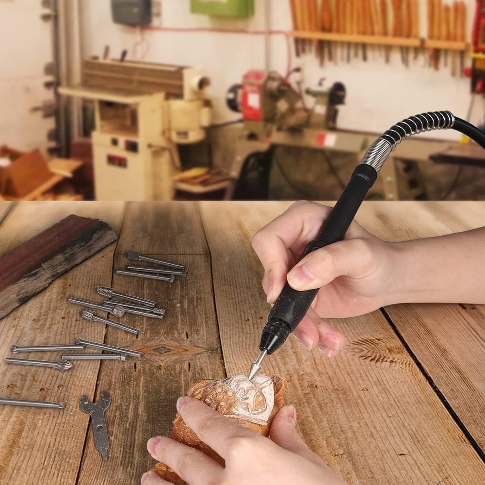 Compact Electric Rotary Tool Kit with Keyless Chuck for Precision Crafting