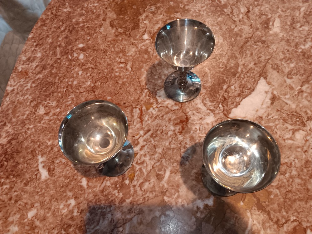 VTG J Perez Ruiz E.P.B Silverplate Spain Stem Wine goblets 6 cups