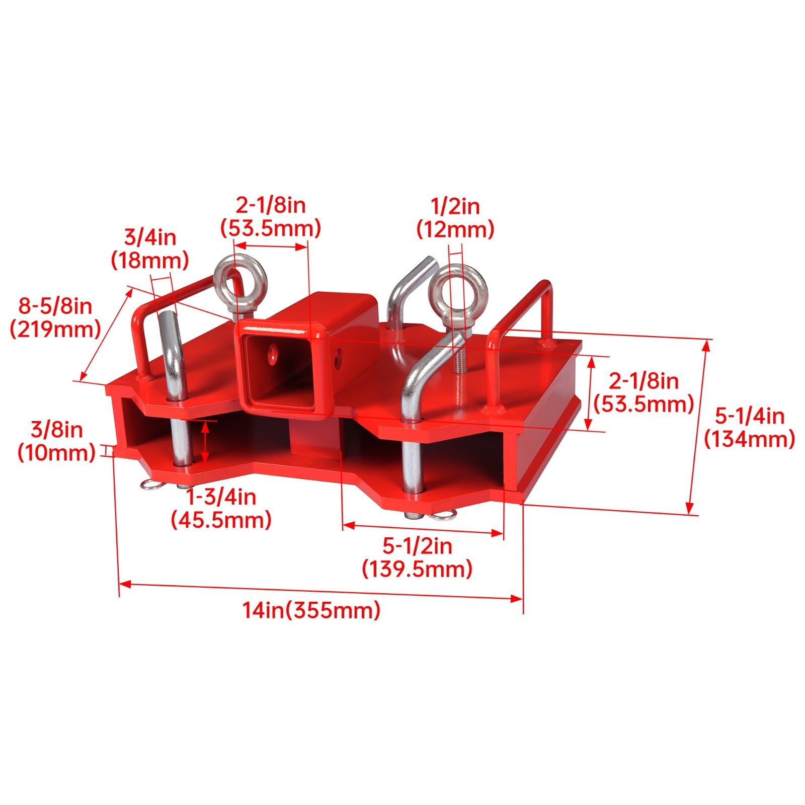 2'' Forklift Trailer Hitch Receiver Dual Pallet Forks Towing Adapter Attachment