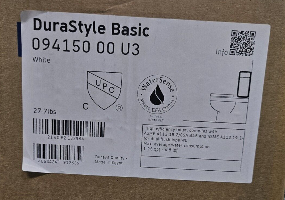 Duravit 094150 00 U3 DuraStytle Basic Toilet Replacement Full Guts/Innards