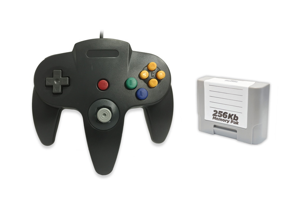 Black Controller + 256kb Memory Card Pak  Bundle for Nintendo 64 N64