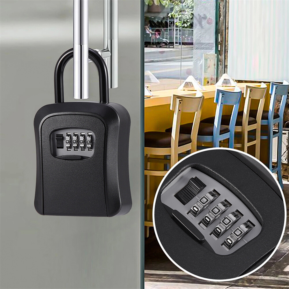 Key Lock Box 4-Digit Combination Lockbox Waterproof Key Safe Security Storage