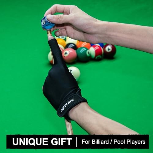 Billiard Pool Glove for Left Hand 3 Finger, Durable Double Small Black