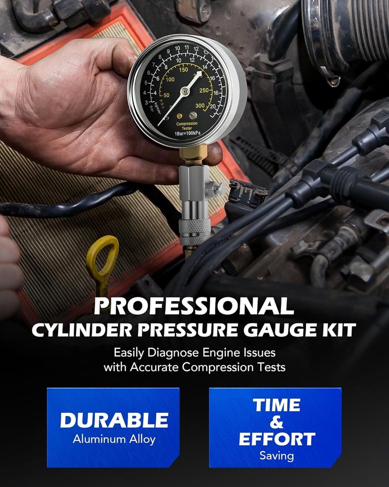 11 pc Cylinder Compression Tester Kit with Spark Plug Tester