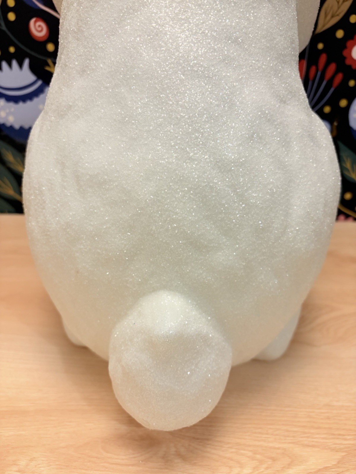 Large 25” Blow Mold Bunny Rabbit W/ Velvet Lavender Ribbon And Glitter Coating