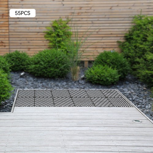 Black Square Interlocking Deck Tile 55 PCS Garage Floor Anti-Slip Deck Tiles