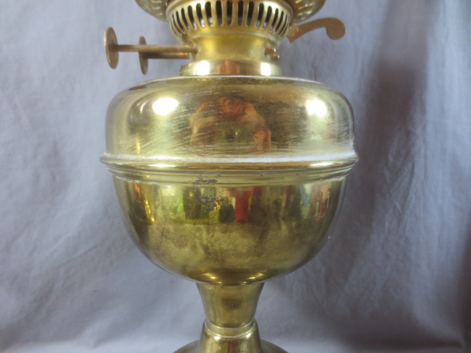 Vintage Made In England Brass Duplex Oil Lamp And Chimney Shepards Hut Lamp