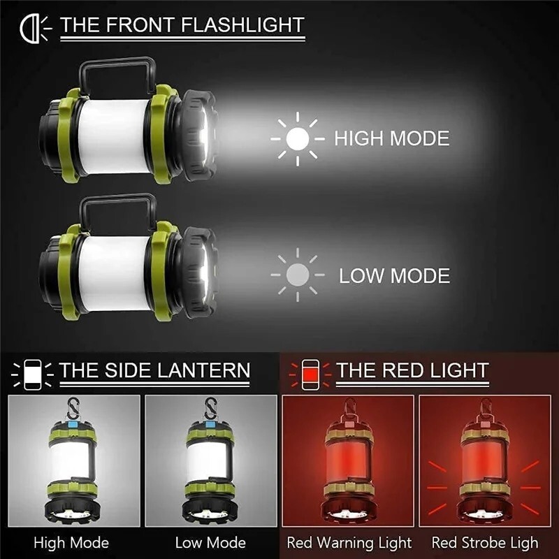 LED Camping Lantern USB Rechargeable Camping Tent Light Lamp Flashlight Portable