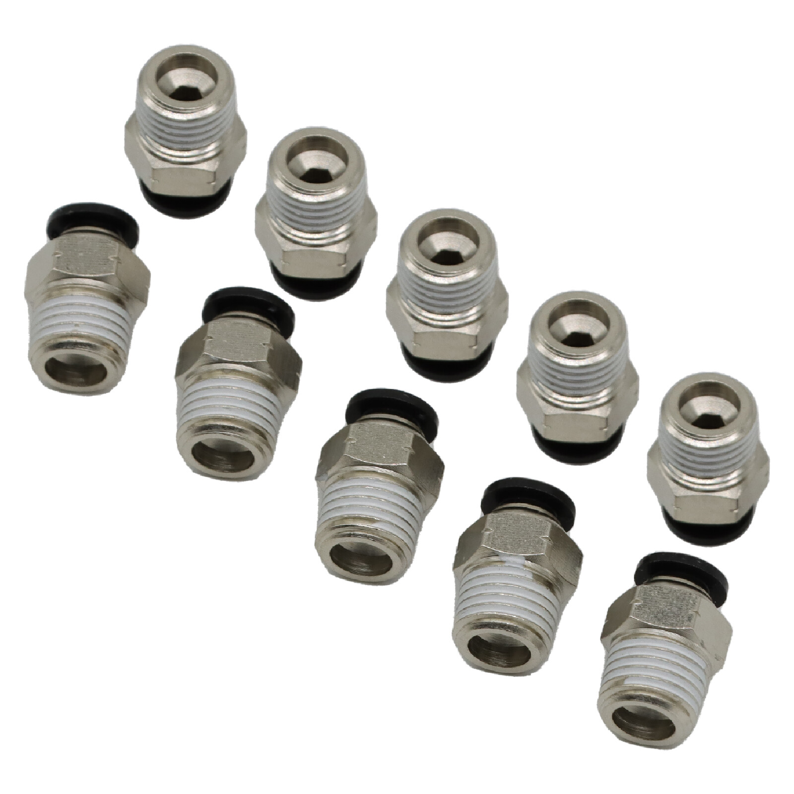 1/4" OD Tube X 1/4" NPT Pneumatic Fitting, Push to Connect Air Fitting (Qty 10)