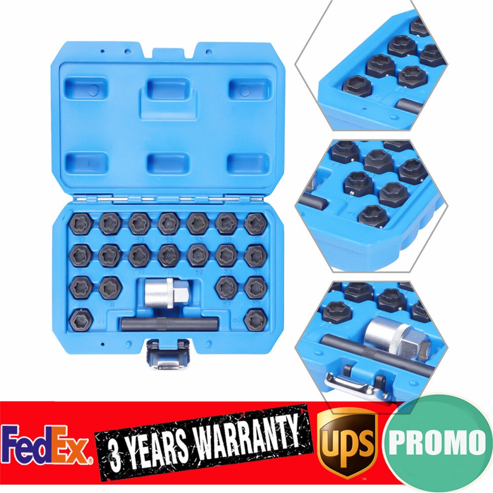 22pcs Wheel Locking Lug Nut Master Key Set Lock Removal Tool For BMW Universal