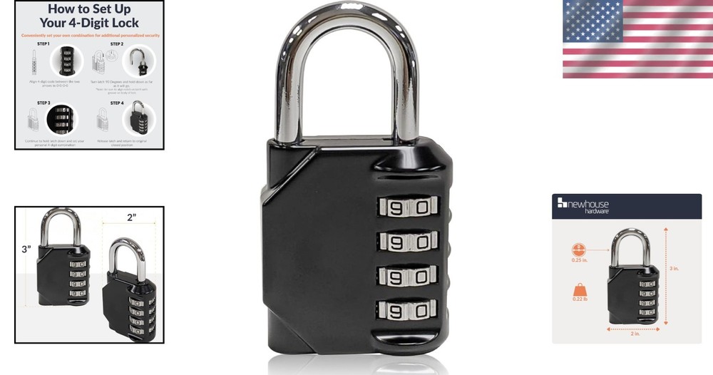 Waterproof 4-Digit Combination Lock - Customizable, Keyless Security for Travel