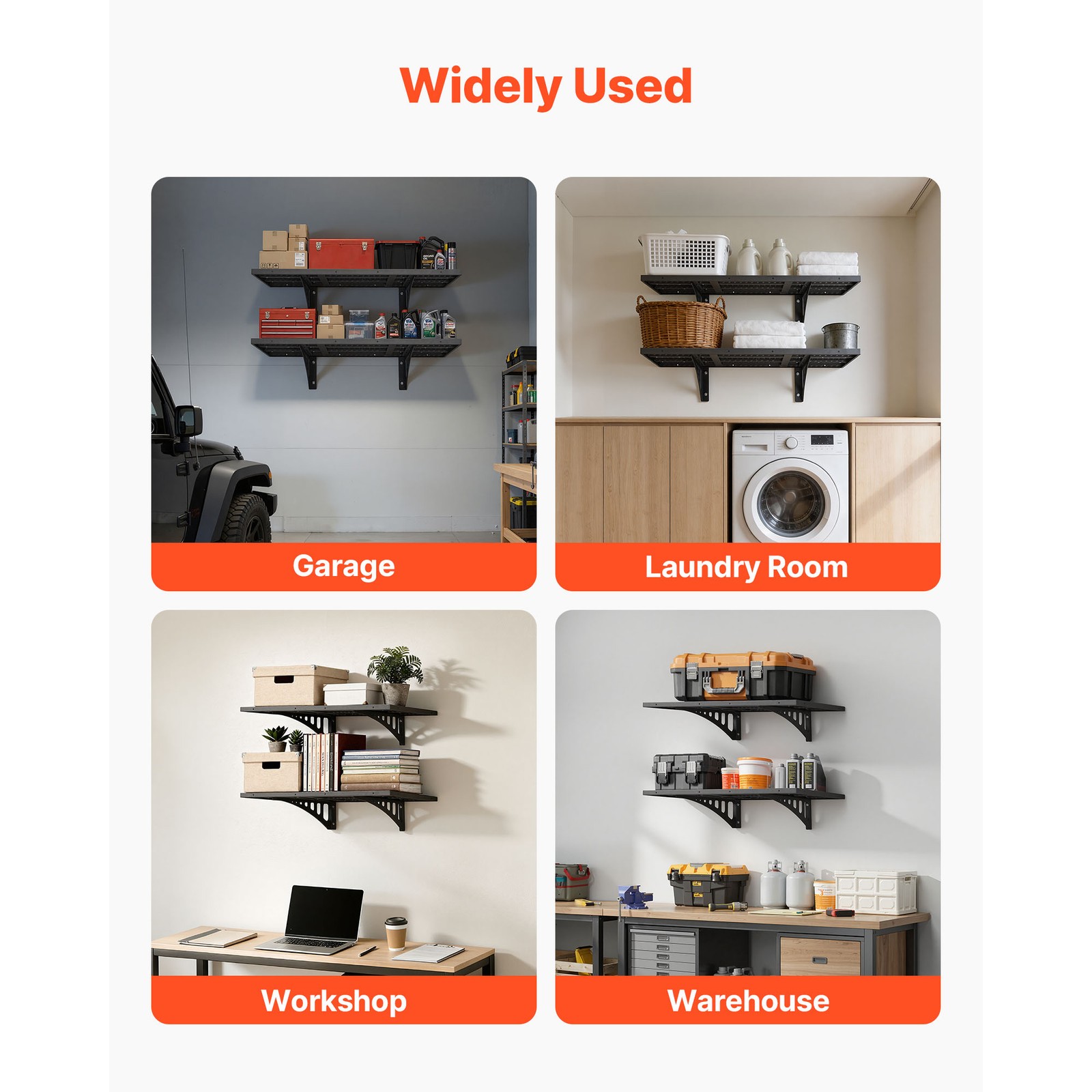 Uimoso 2 x 3 ft Wall-Mounted Garage Shelving, 560 lbs Capacity