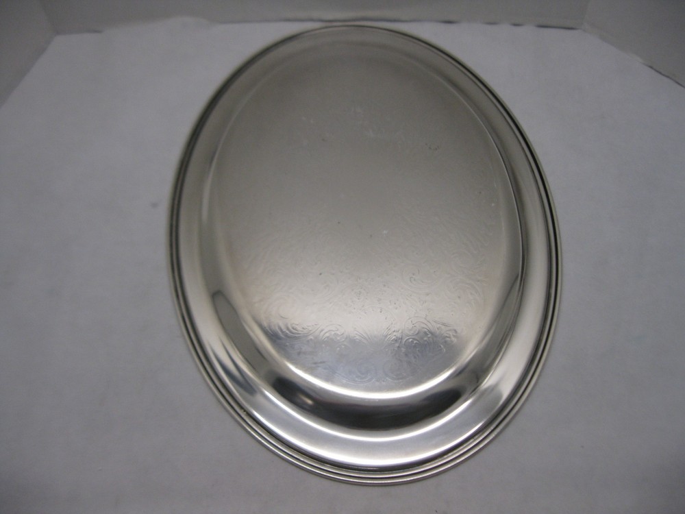 Oneida Silver Plate Serving Tray 20 5/8" length 14 1/2" Diameter