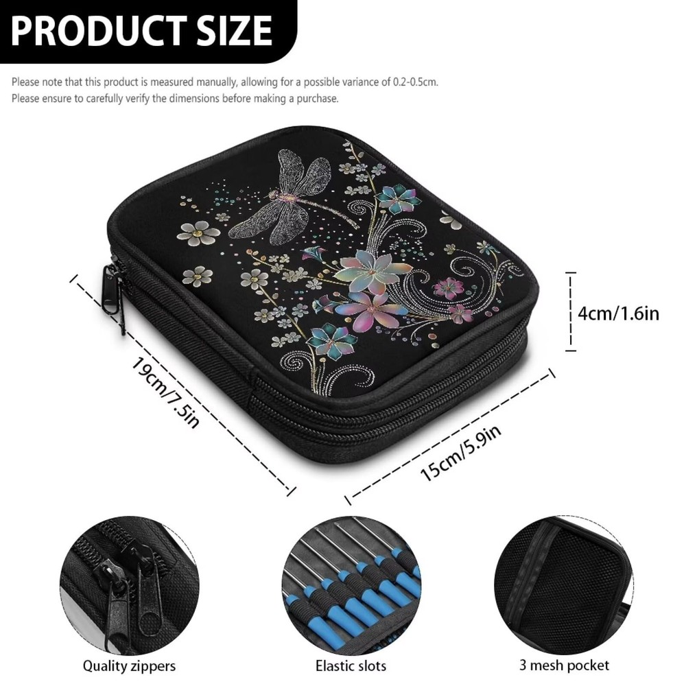 Dragonfly Organizer Case for Interchangeable Circular Knitting Needles, Croch...