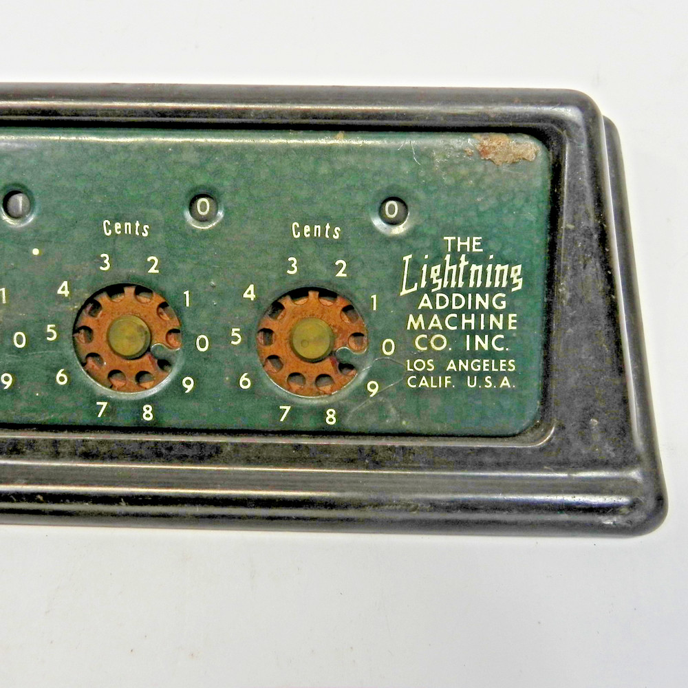 Vintage LIGHTNING CO. ADDING MACHINE with box