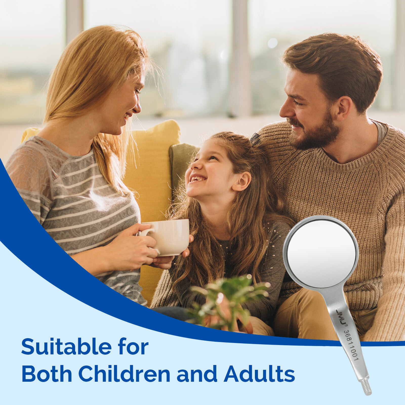 JMU 6X Dental Double Sided Mouth Mirror Front Surface 5# Simple Stainless Steel