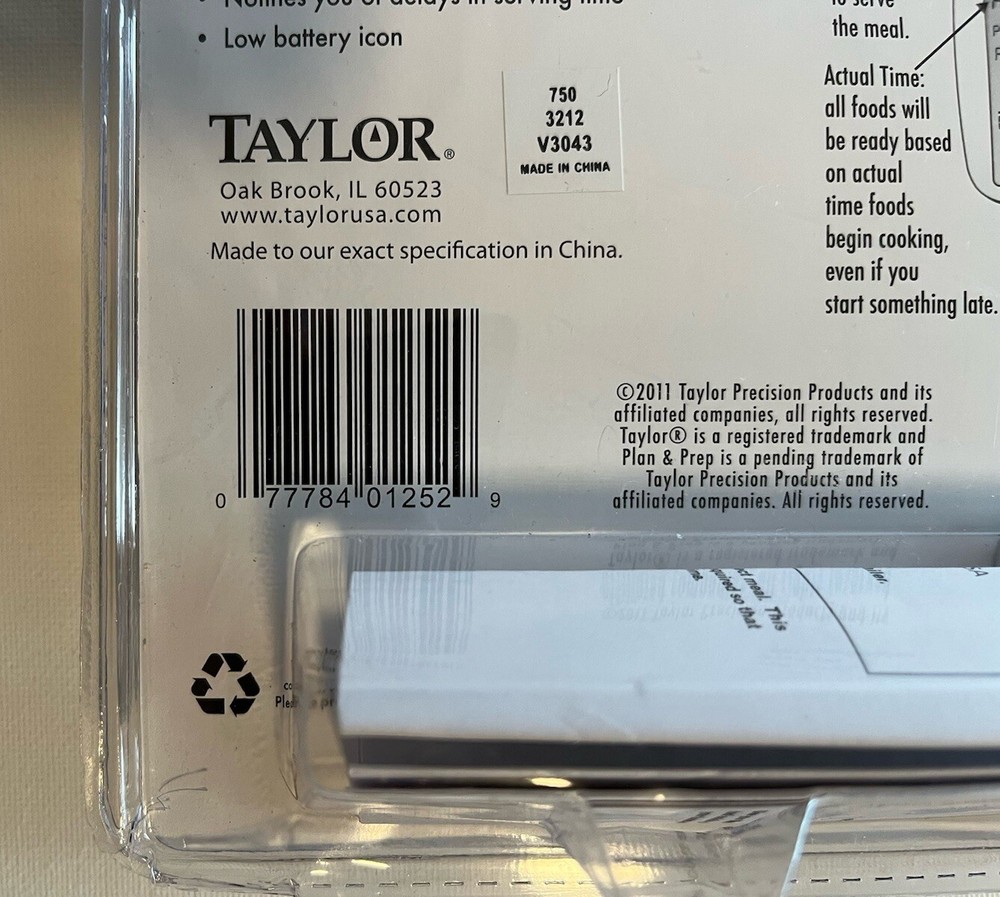 Taylor Plan & Prep Digital Meal Serving Scheduler Timer #750