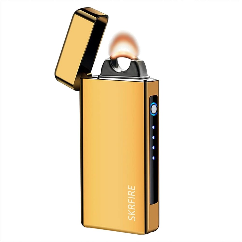 Luxurious Gold Plasma Lighter - USB Rechargeable with Windproof Arc Technology