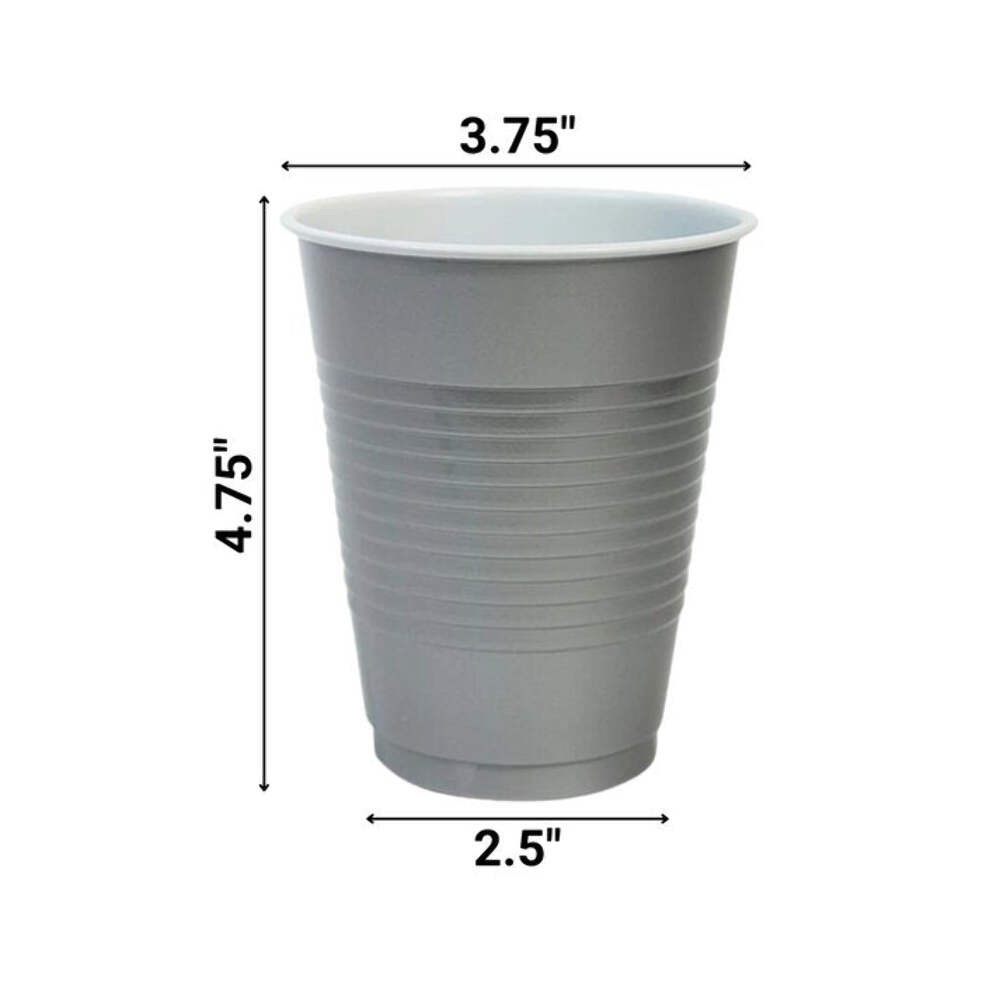 Disposable 18oz Silver Plastic Cups: 4CT