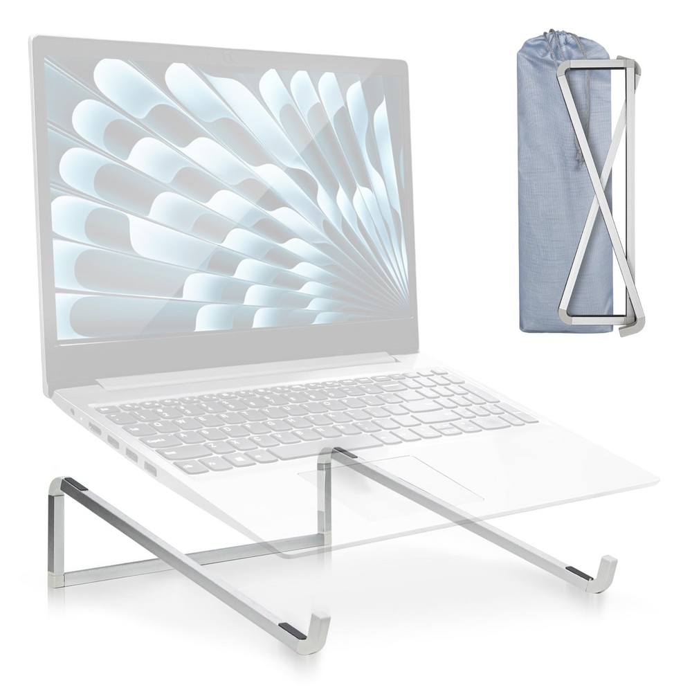 TENOC Foldable Laptop Stand for Desk, Universal Riser Silver