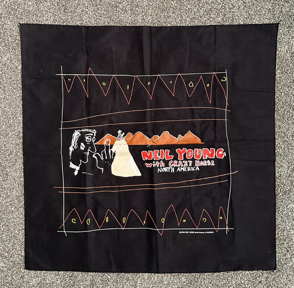 Rare, Vintage Neil Young w/ Crazy Horse Tour 1996 Bandana from Nice Man & Otto