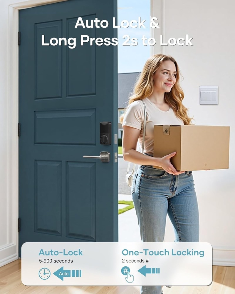 WiFi Front Door Lock Set with Handle Keyless Entry Digital Keypad Smart Deadbolt