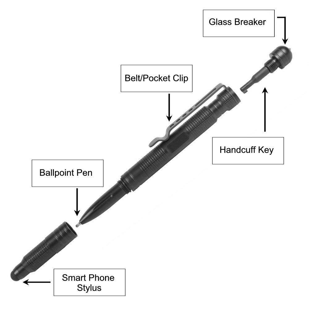 Protec tactical handcuff key pen and stylus