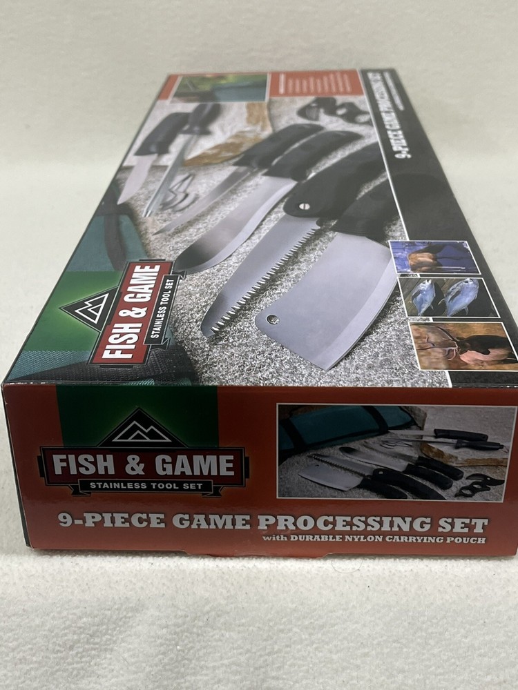 Fish & Game 9-Piece Game Processing Set w/Durable Nylon Carrying Pouch NEW