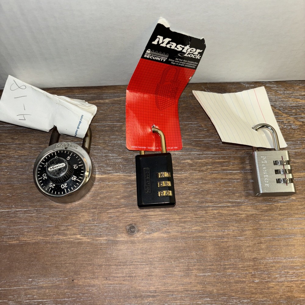 Master Lock Combination Padlock Lot Of 3