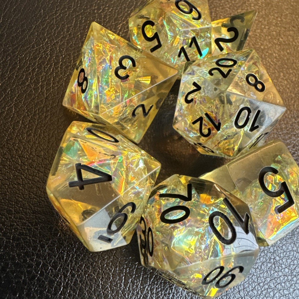 Liquid Core Sharp Edge Resin Dice Set Dungeons & Dragons Haxtec