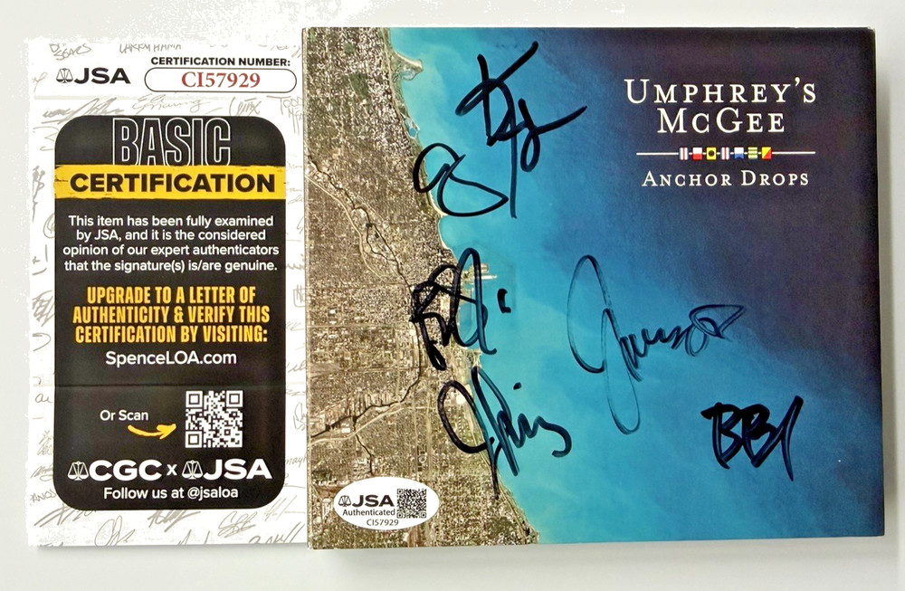 Umphrey’s McGee Signed Anchor Drops CD Insert (Cover) Auto Full Band JSA COA