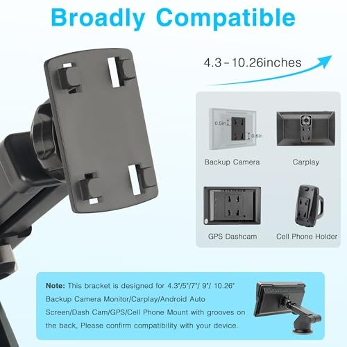 Backup Camera Monitor Mount - Windshield Suction Cup Mounting Bracket, Rear