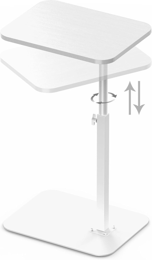 Side Table Sofa Tray Couch Heavy Metal Base Swivel/Adjustable Height Sofa Bed