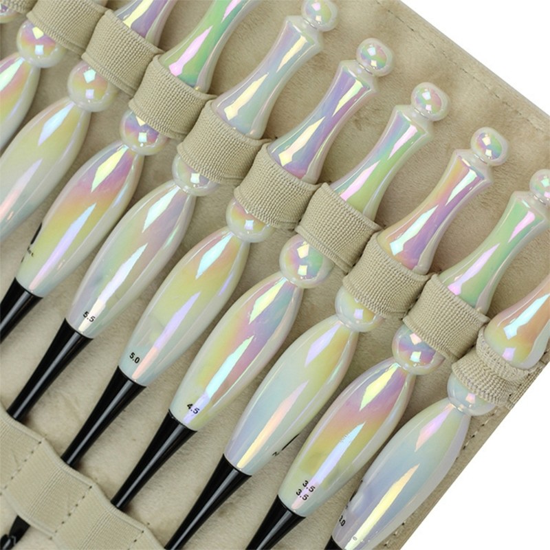 10Pcs Acrylic Handle Crochet Hook Ergonomic Knitting Crochet Hook for Beginner