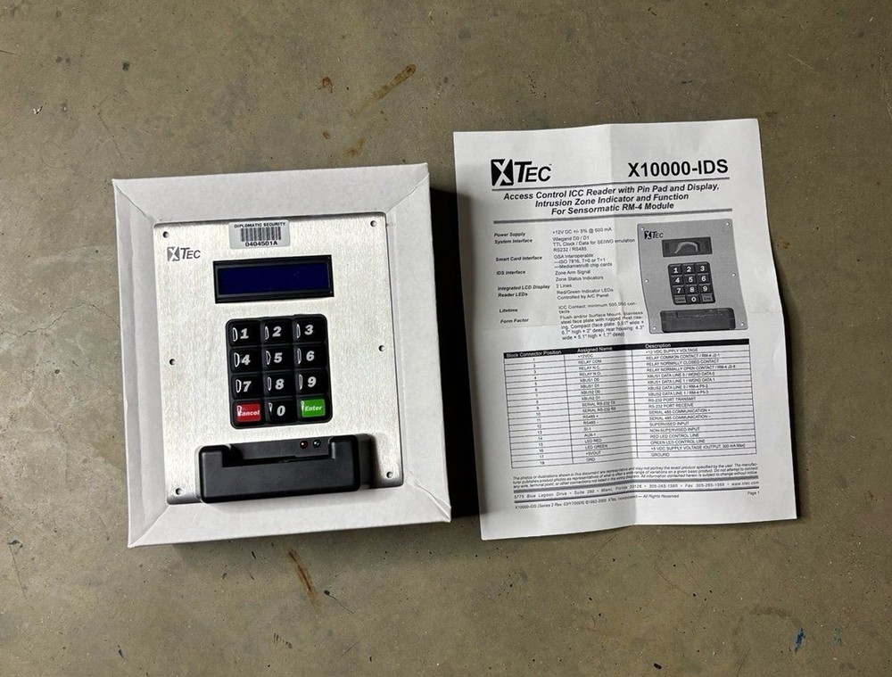 Xtec X10000-IDS Access Control Reader with Pin Pad and Display Open Box