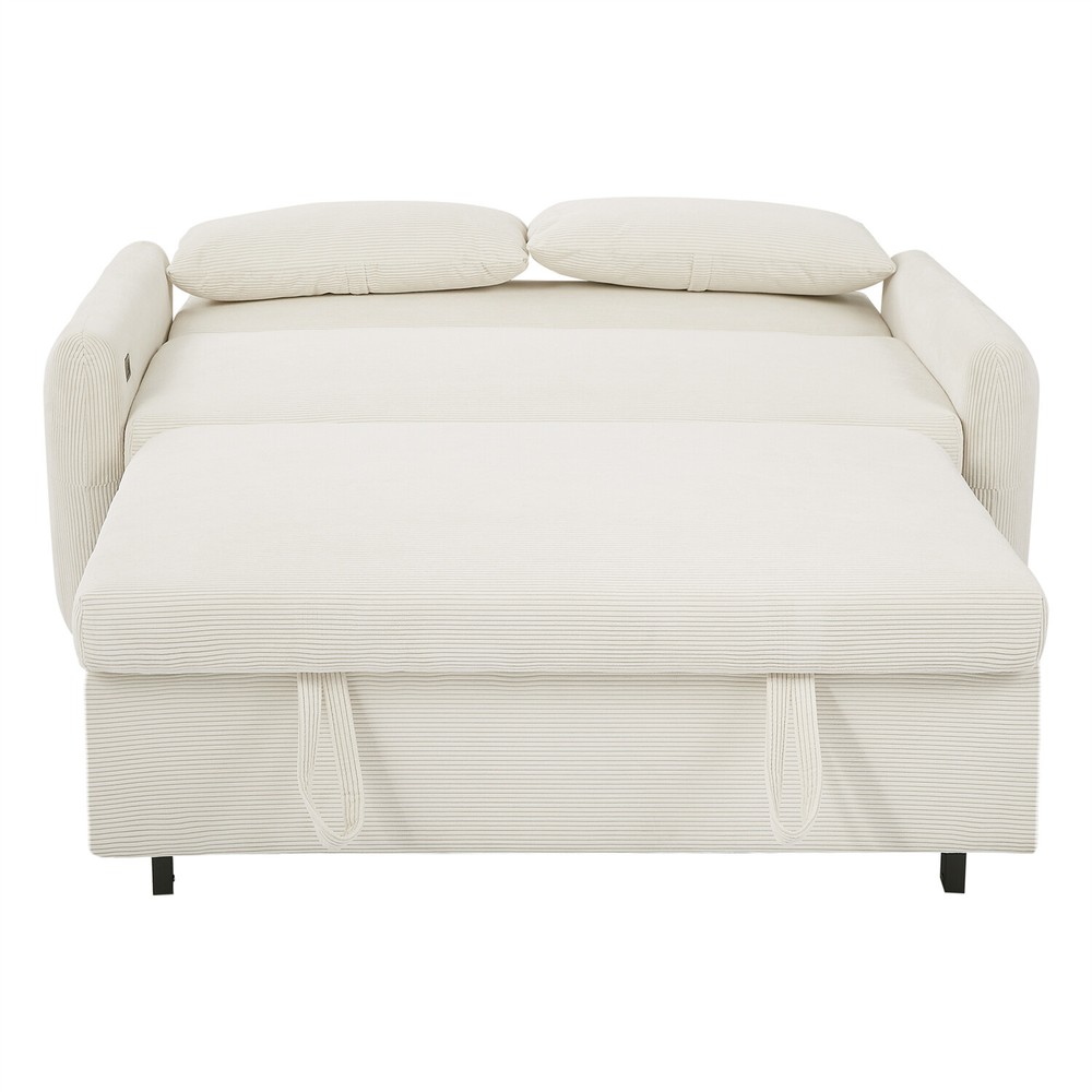 Convertible Sleeper Sofa Bed Loveseat Sofa with Pull Out Bed & USB Ports